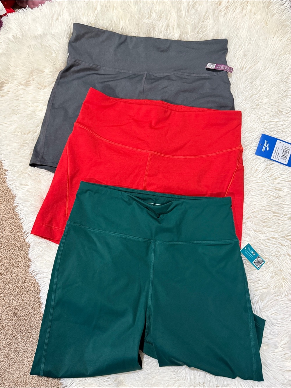 Adore Me Women's Active Shorts Trio — Gray, Red & Deep Green